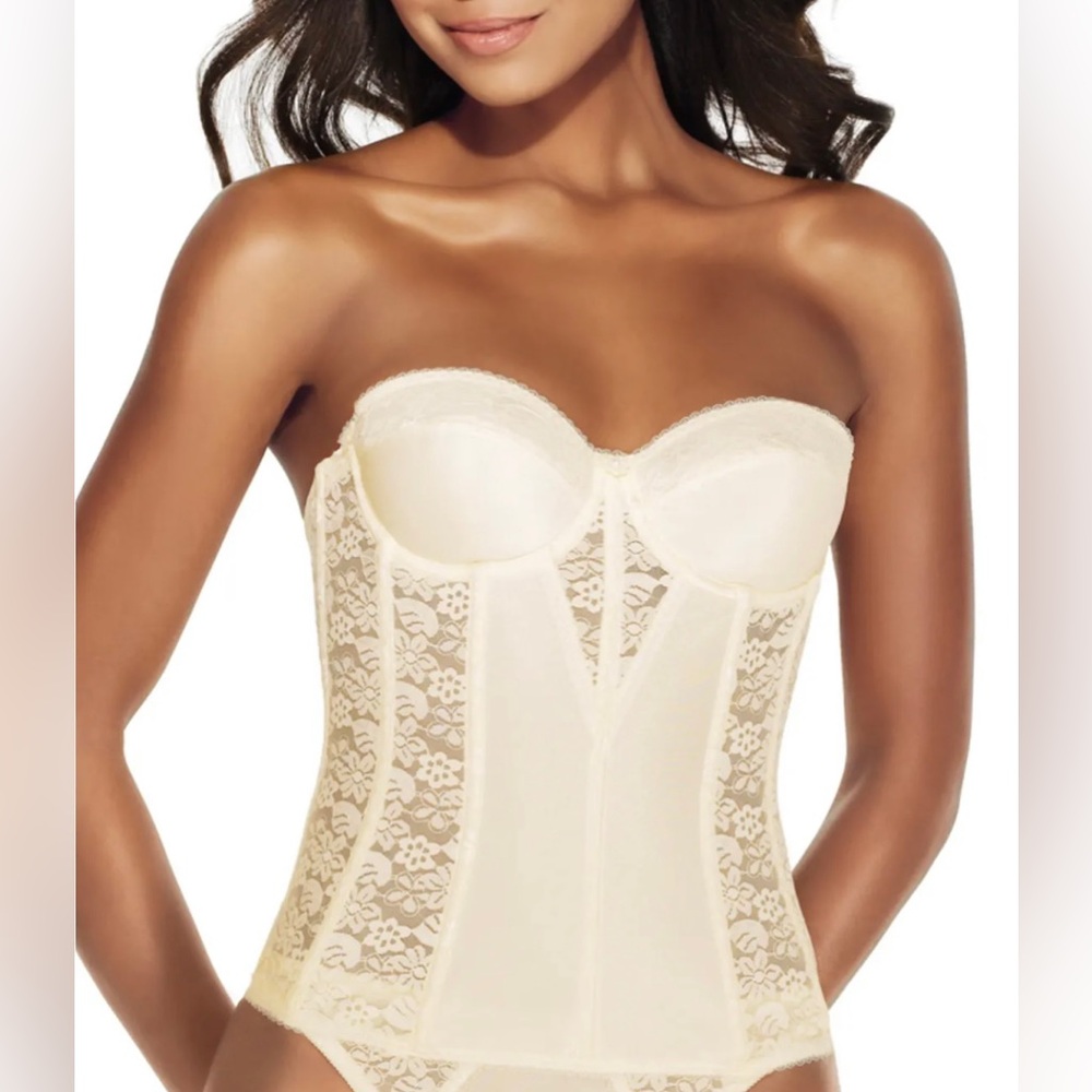 Dominique Colette Corset Ivory Satin and Lace Longline Bra 32DD